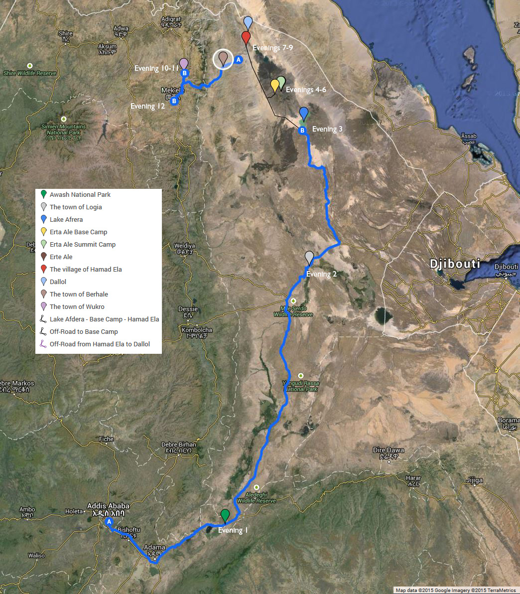 An overview of the route taken on the 13 trip.