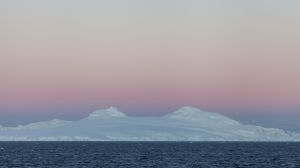 Sunrise over Twin Hummock Island, Antarctica.
